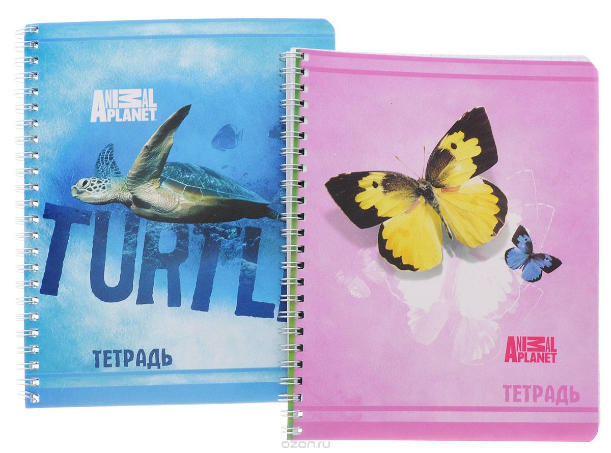 Action! Набор тетрадей Animal Planet 80 листов в клетку 2 шт