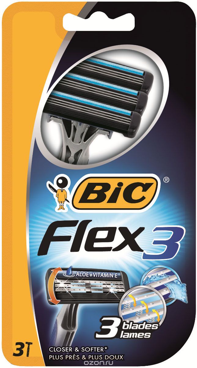 BIC Бритва "Flex3", бл.3 шт