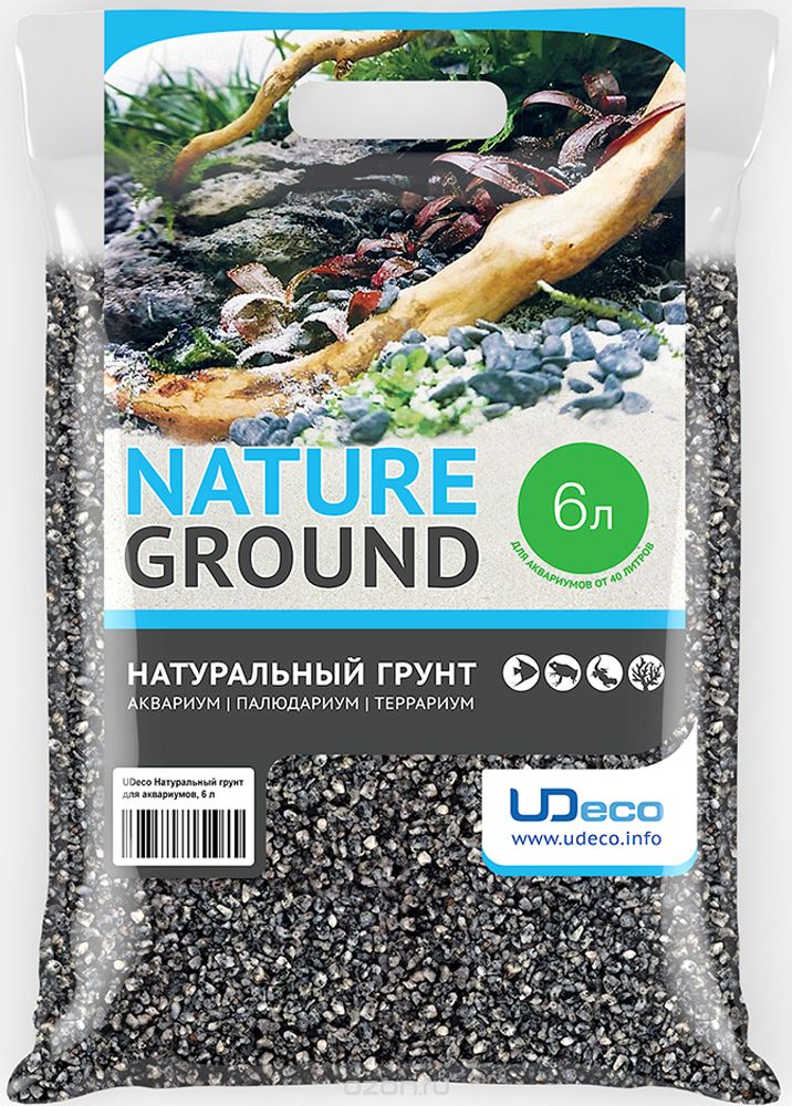 Грунт для аквариума UDeco "Серый гравий", натуральный, 4-6 мм, 6 л